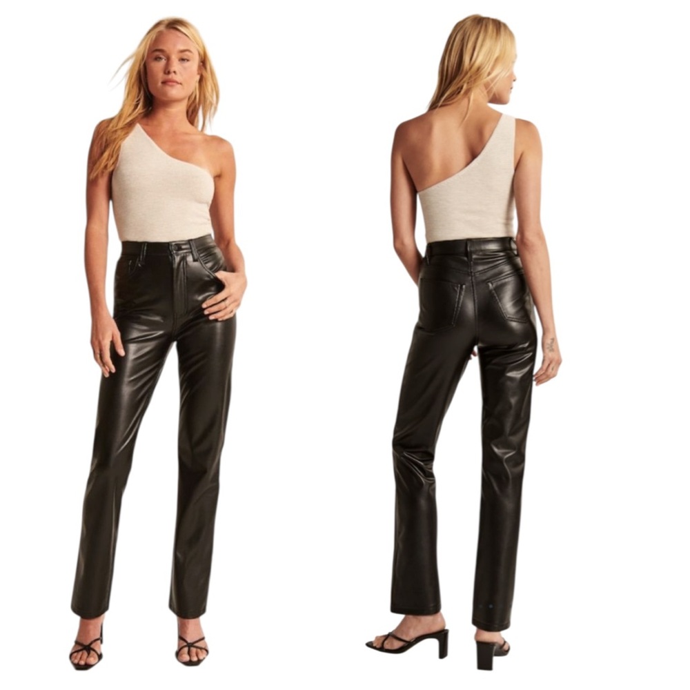 Abercrombie & Fitch Black Skinny High Rise Slim Leg Faux Leather Pant Size 30/10